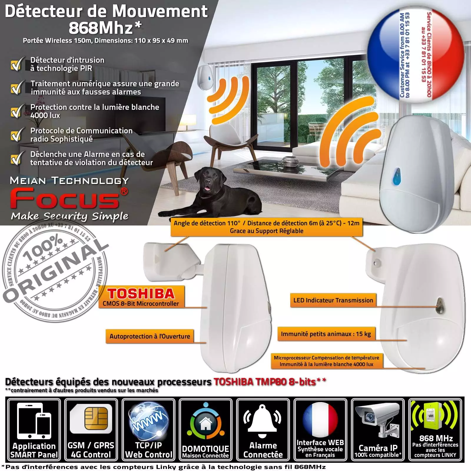 Cabinet Médical Alarme Connectée Meian FOCUS ST-VGT 868MHz Sans-Fil Restaurant