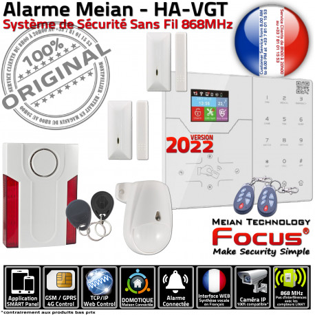 F1 Système Meian HA-VGT Sirène Alarme Entreprise FOCUS Mouvement Surveillance Connecté Appartement Logement TCP 4G 868MHz Détecteur Ouverture