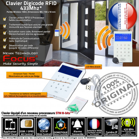 Zones PB503-R Centrale Alarme Lecteur Sécurité Connectée Protection Commerce 433 Local Système FOCUS Meian Tactile RFID Clavier MHz