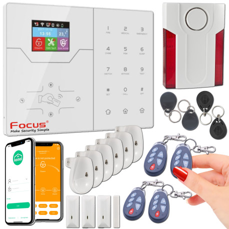 Maison 6 PACK FOCUS ST-VGT 2G Système pièces Connecté Ethernet 868MHz Alarme sans Sécurité TCP-IP Sans-Fil abonnement Surveillance