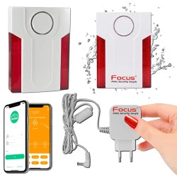 Ethernet Protection Système FOCUS Entrepôt FLASH Entreprise Sirène GSM Boutique Connecté Réseau Autonome MHz IP Sécurité Alerte 433 Capteur Détecteur