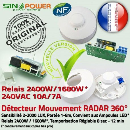 Capteur Hyperfréquence SINOPower Mouvement Automatique Luminaire Ampoules HF Détection 360° Radar Relais LED Micro de Éclairage Micro-Onde
